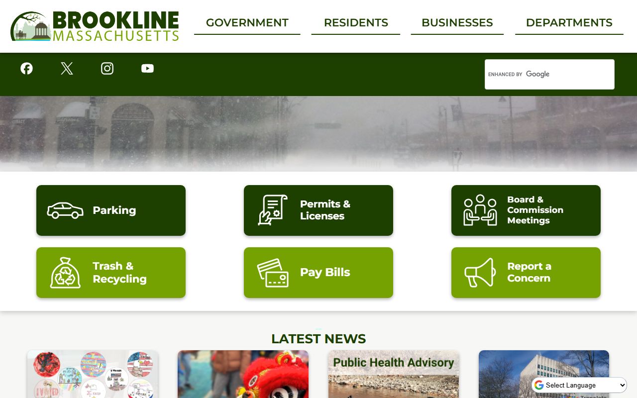 Town of Brookline website for Brookline inmate population information