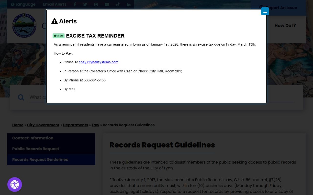 Lynn records request guidelines for Lynn inmate population data