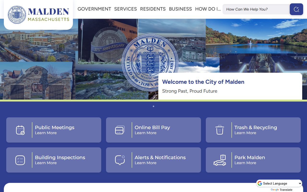 City of Malden website for Malden inmate population information