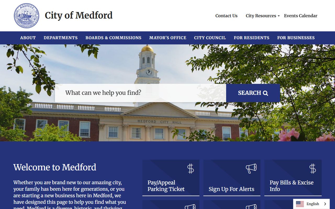 City of Medford website for Medford inmate population information