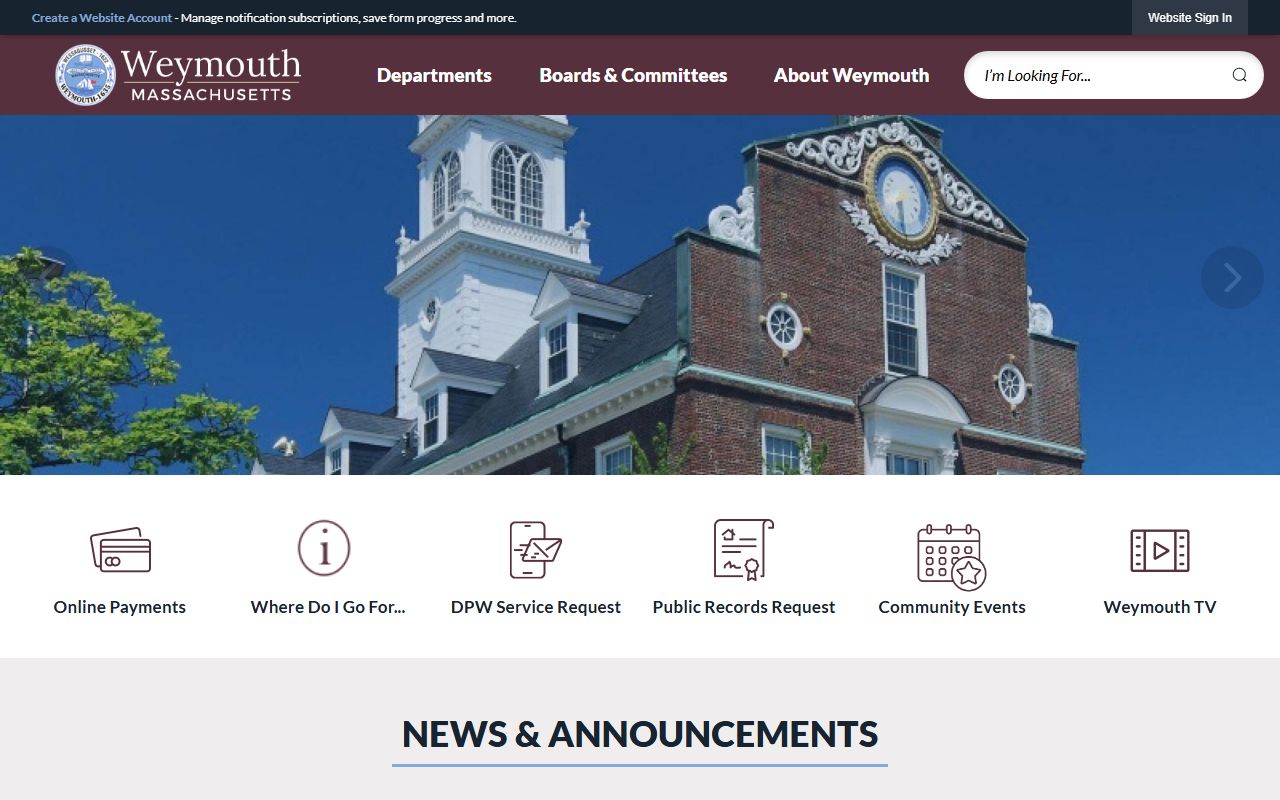 Town of Weymouth website for Weymouth inmate population information