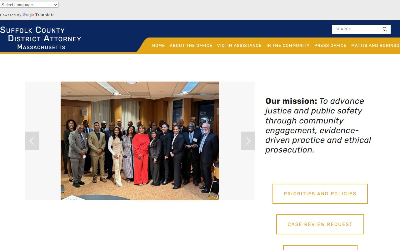 Suffolk County District Attorney website for Suffolk County inmate population records